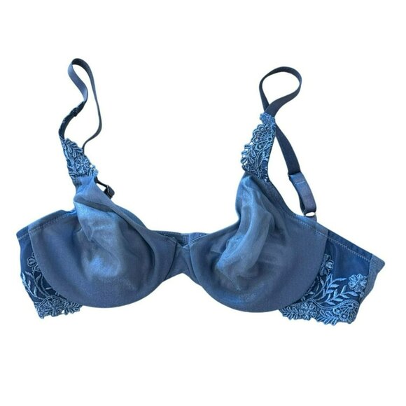 Wacoal Blue 34B Bra Simple Shaping Full Coverage Bra Blue Lace Shimmer 65163 - Picture 1 of 6